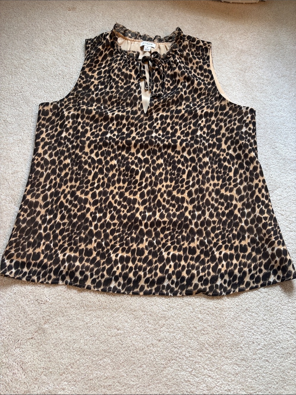 J. Crew Neutral Leopard Print Sleeveless Tie-Neck Top